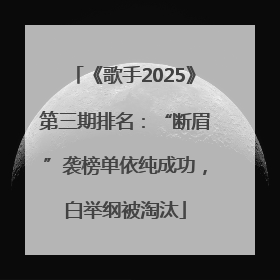 《歌手2025》第三期排名：“断眉”袭榜单依纯成功，白举纲被淘汰