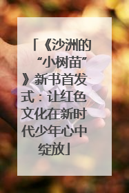 《沙洲的“小树苗”》新书首发式：让红色文化在新时代少年心中绽放