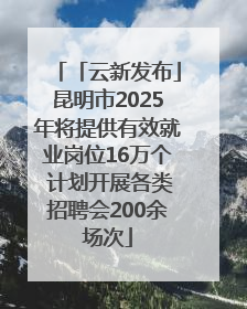 「云新发布」昆明市2025年将提供有效就业岗位16万个 计划开展各类招聘会200余场次