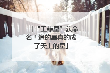 “王菲星”获命名！追的星真的成了天上的星