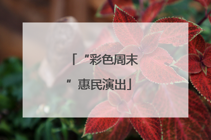 “彩色周末”惠民演出