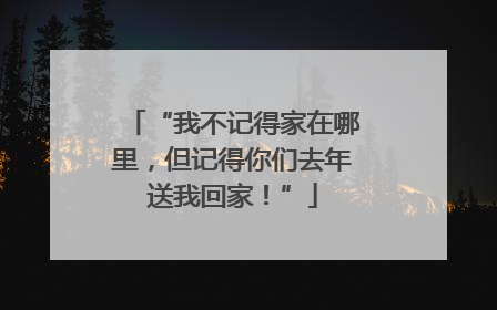 “我不记得家在哪里，但记得你们去年送我回家！”