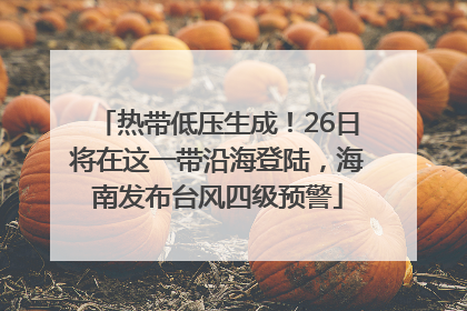热带低压生成！26日将在这一带沿海登陆，海南发布台风四级预警