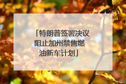 特朗普签署决议 阻止加州禁售燃油新车计划