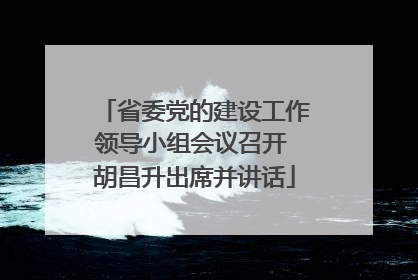 省委党的建设工作领导小组会议召开 胡昌升出席并讲话