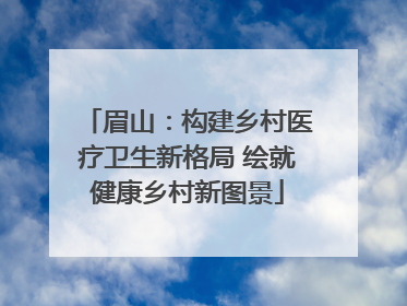 眉山：构建乡村医疗卫生新格局 绘就健康乡村新图景