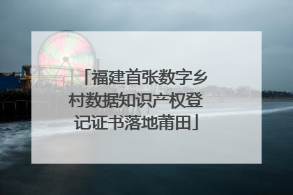 福建首张数字乡村数据知识产权登记证书落地莆田