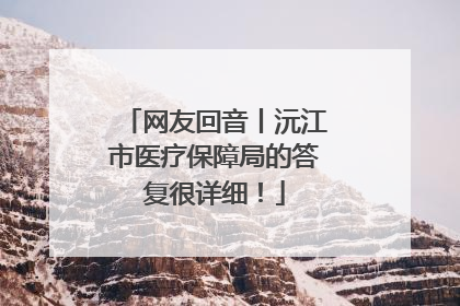 网友回音丨沅江市医疗保障局的答复很详细！