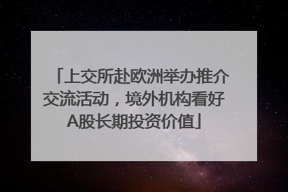 上交所赴欧洲举办推介交流活动，境外机构看好A股长期投资价值