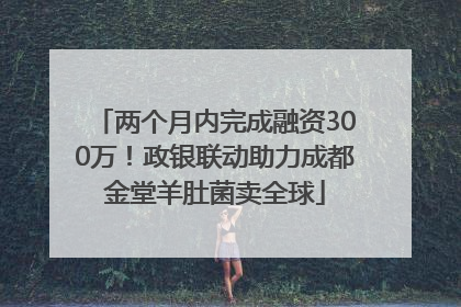 两个月内完成融资300万！政银联动助力成都金堂羊肚菌卖全球