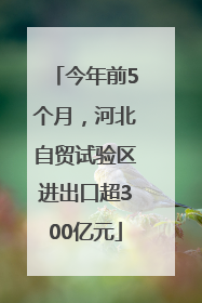 今年前5个月，河北自贸试验区进出口超300亿元