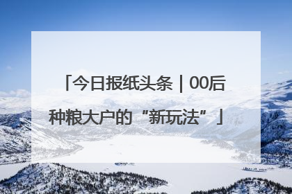 今日报纸头条｜00后种粮大户的“新玩法”