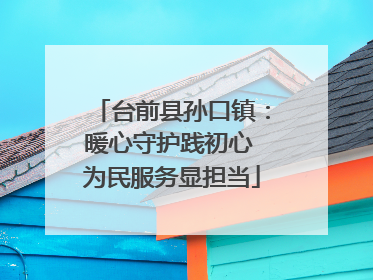 台前县孙口镇：暖心守护践初心 为民服务显担当