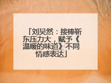 刘昊然：接棒靳东压力大，赋予《温暖的味道》不同情感表达