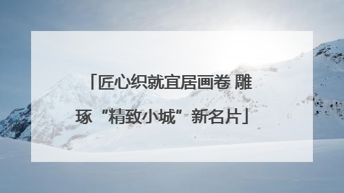 匠心织就宜居画卷 雕琢“精致小城”新名片