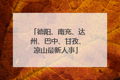 德阳、南充、达州、巴中、甘孜、凉山最新人事