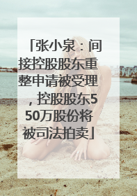 张小泉：间接控股股东重整申请被受理，控股股东550万股份将被司法拍卖