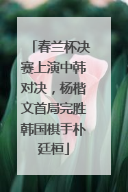春兰杯决赛上演中韩对决，杨楷文首局完胜韩国棋手朴廷桓