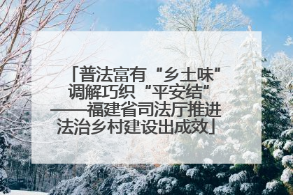 普法富有“乡土味” 调解巧织“平安结”——福建省司法厅推进法治乡村建设出成效