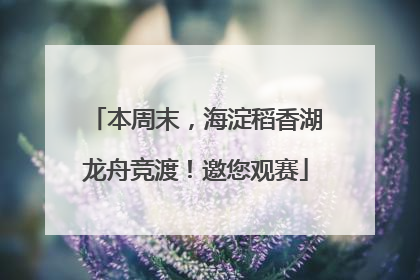 本周末，海淀稻香湖龙舟竞渡！邀您观赛