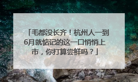 毛都没长齐！杭州人一到6月就惦记的这一口悄悄上市，你打算尝鲜吗？