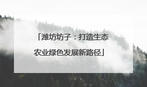 潍坊坊子：打造生态农业绿色发展新路径