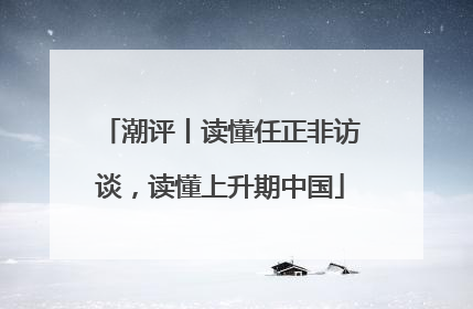 潮评丨读懂任正非访谈，读懂上升期中国