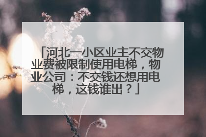 河北一小区业主不交物业费被限制使用电梯，物业公司：不交钱还想用电梯，这钱谁出？