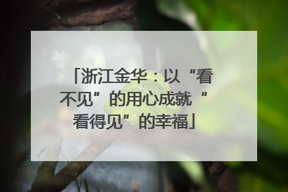 浙江金华：以“看不见”的用心成就“看得见”的幸福
