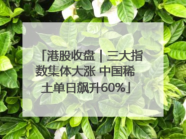 港股收盘｜三大指数集体大涨 中国稀土单日飙升60%