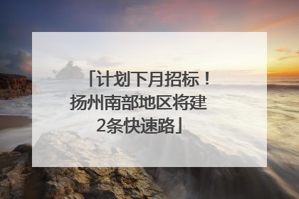 计划下月招标！扬州南部地区将建2条快速路
