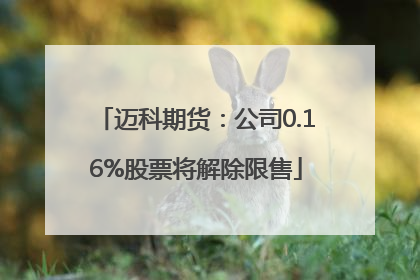 迈科期货：公司0.16%股票将解除限售