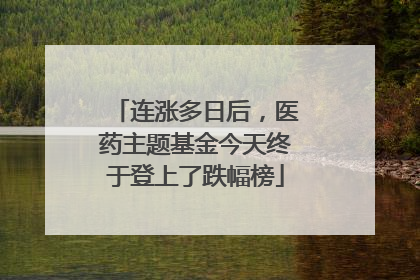连涨多日后，医药主题基金今天终于登上了跌幅榜