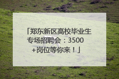 郑东新区高校毕业生专场招聘会：3500+岗位等你来！