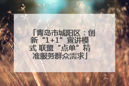 青岛市城阳区：创新“1+1”宣讲模式 联盟“点单”精准服务群众需求