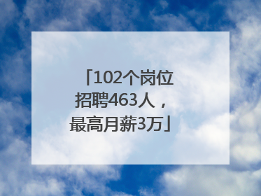 102个岗位招聘463人，最高月薪3万
